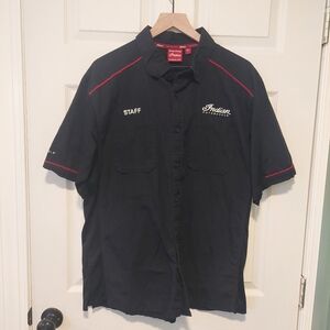 Indian Motorcycle Black Short Sleeve Button-Up Staff Shirt! Men's Sz. L! (H40)
